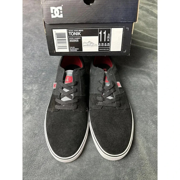 DC Men's Tonik Black/Grey Red Leather Shoes Size 11 Skateboarding Sneake… - Picture 2 of 16